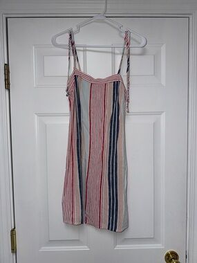 Xhilaration Striped Tie-Shoulder Mini Dress in Red, Blue, Peach